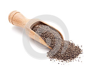 Milled black pepper on white photo