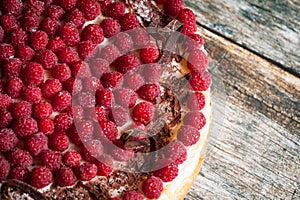 Millefeuille cake with raspberry