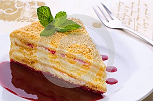 Millefeuille cake slice photo