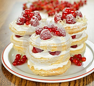 Millefeuille with raspberry