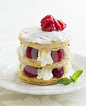Millefeuille with raspberry