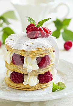 Millefeuille with raspberry