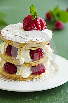 Millefeuille with raspberry
