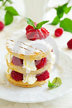 Millefeuille with raspberry