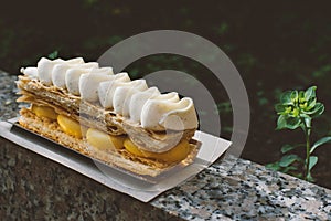 Millefeuille with vanilla cream photo
