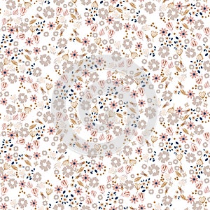 Millefleur pattern pastel color flowers tender seamless pattern.