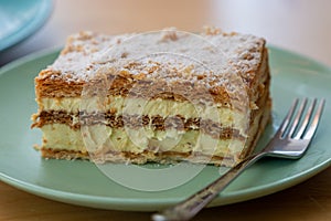 Millefoglie or mille-feuille pastry on a plate