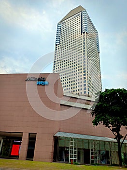 Millenia walk with high building and blue sky as background