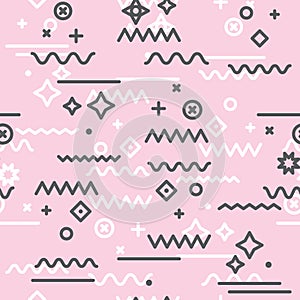 Millenial Pink Abstract Geometry Seamless Pattern photo