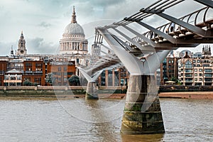 The Millenium Bridge and Saint Paul Cathedral in London