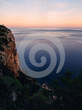 Millenium cave in a limestone cliff in cala gonone sardinia