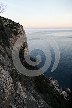 Millenium cave in a limestone cliff in cala gonone sardinia