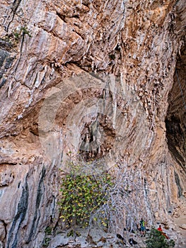 Millenium cave in a limestone cliff in cala gonone sardinia