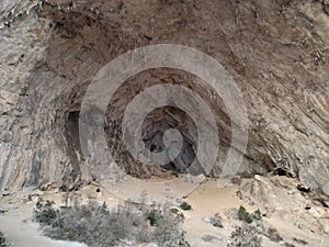 Millenium cave in a limestone cliff in cala gonone sardinia