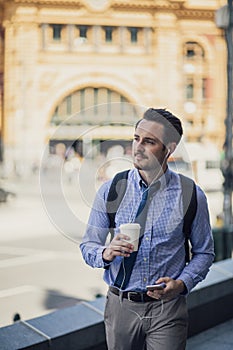 Millennial Businessman Commuting In Melbourne