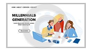 Millennial Generation Using Modern Gadgets Vector Illustration