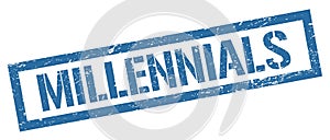 MILLENNIALS blue grungy rectangle stamp