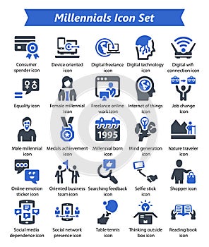 Millennials Blue Icon set