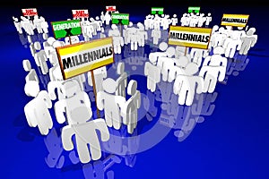 Millennials Generation X Baby Boomers People Signs photo