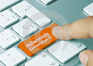 Millennials Generation Y - Inscription on Orange Keyboard Key