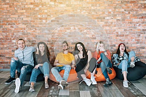 Millennials hang out resting lounge zone fun