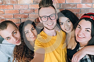 Millennials relationship friendship team selfie
