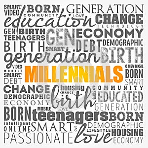 Millennials Word Cloud Social Concept