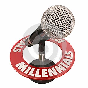 Millennials Word Microphone Voices Talking Interview Podcast Rad