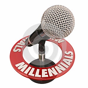 Millennials Word Microphone Voices Talking Interview Podcast Rad photo