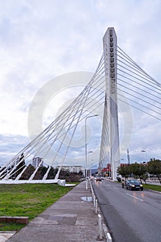 The Millennium Bridge over the Moraca river in Podgorica, Montenegro