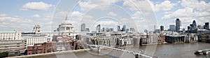 Millennium bridge over River Thames and cityscape, London, England, UK