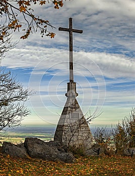 millennium cross on top of the sleza , silesia, poland