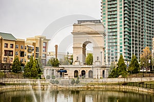 Millennium Gate triumphal arch at Atlantic Station in Midtown At photo