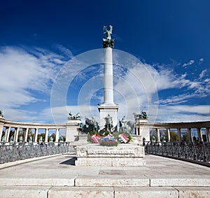 The Millennium Monument at Heroes' Square. Budapest, Hungary