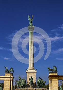 Millennium Monument on the Heroes` Square or Hosok Tere, Budapest, Hungary photo