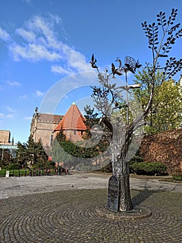 The Millennium Tree, a modern monument made of polished stainless steel, erected in honor of Gdansk 1000th anniversary. Poland