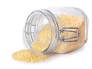 Millet in a glass jar