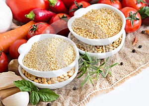 Millet, spelt, bulgur and vegetables