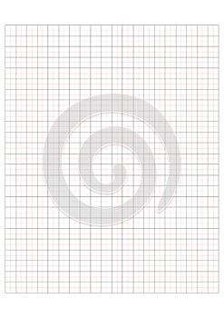 Millimeter grid on A4 size page. Divided by red 5 and black 10 mm lines. Sheet of engineering graph paper. Vector