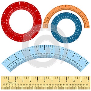 Millimeter Inches Ruler Shape Set