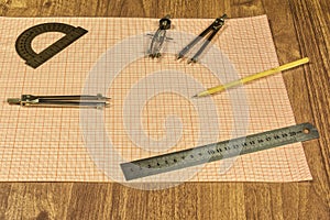 Millimeter paper and drawing accessories