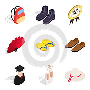 Milliner icons set, isometric style