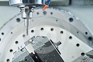 Milling at CNC machine. industrial metalworking cutting process by cutter