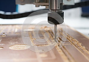 Milling machine working on steel detail.CNC milling machine working, Cutting metalwork process..