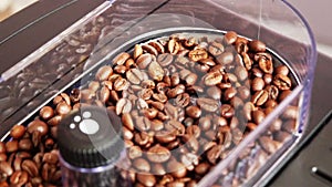 Milling of Roasted Coffee Beans in Grinder