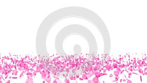 Million pink sakura leaves twirly on floor isolated background