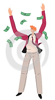 Millionaire or businessman throwing money vector