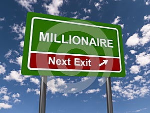 Millionaire next exit road sign photo