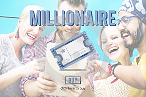 Millionaire Prize Ticket Lottery Concept