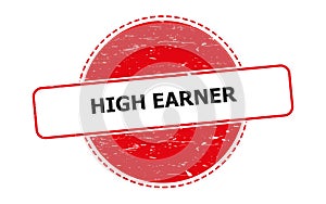 high earner stamp on white